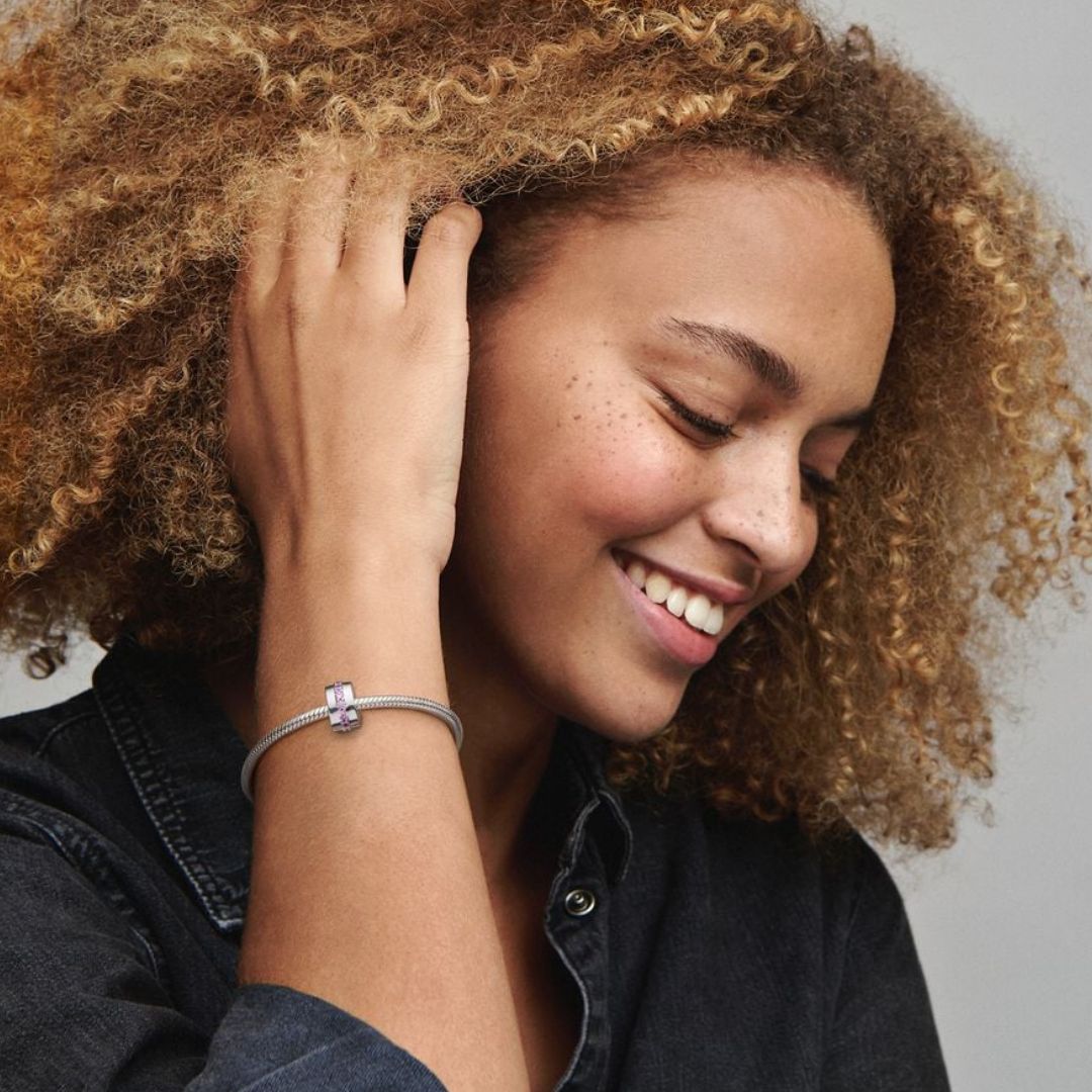 Pandora Moments Pink Sparkling Row lukkopala, hopea, 791972PCZ