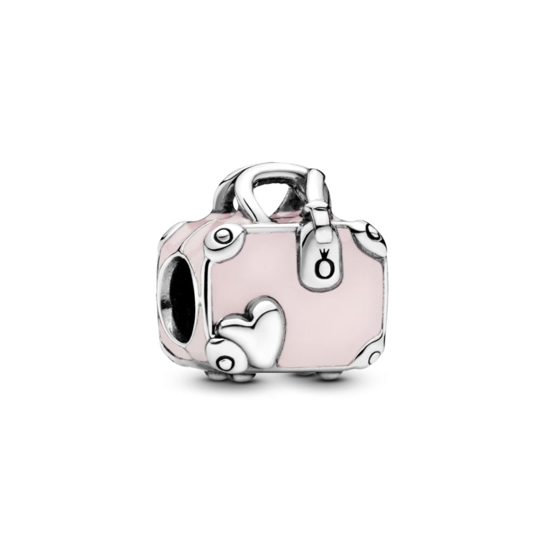 から Pandora シルバー ピンク ストーン チャーム 2個セット Pandora Moments Pink Travel Bag Charm, Silver, 798063EN124