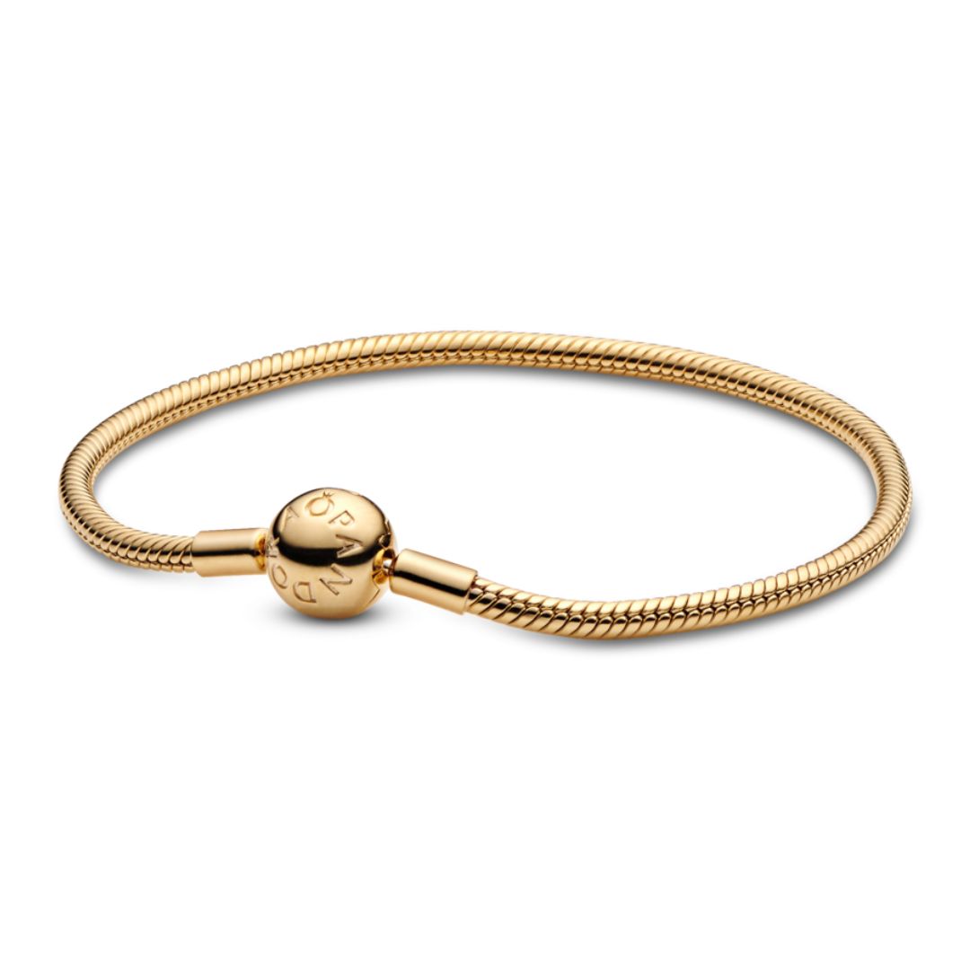 Pandora Moments Snake Chain Bracelet, Yellow Gold-Plated, 568748C00