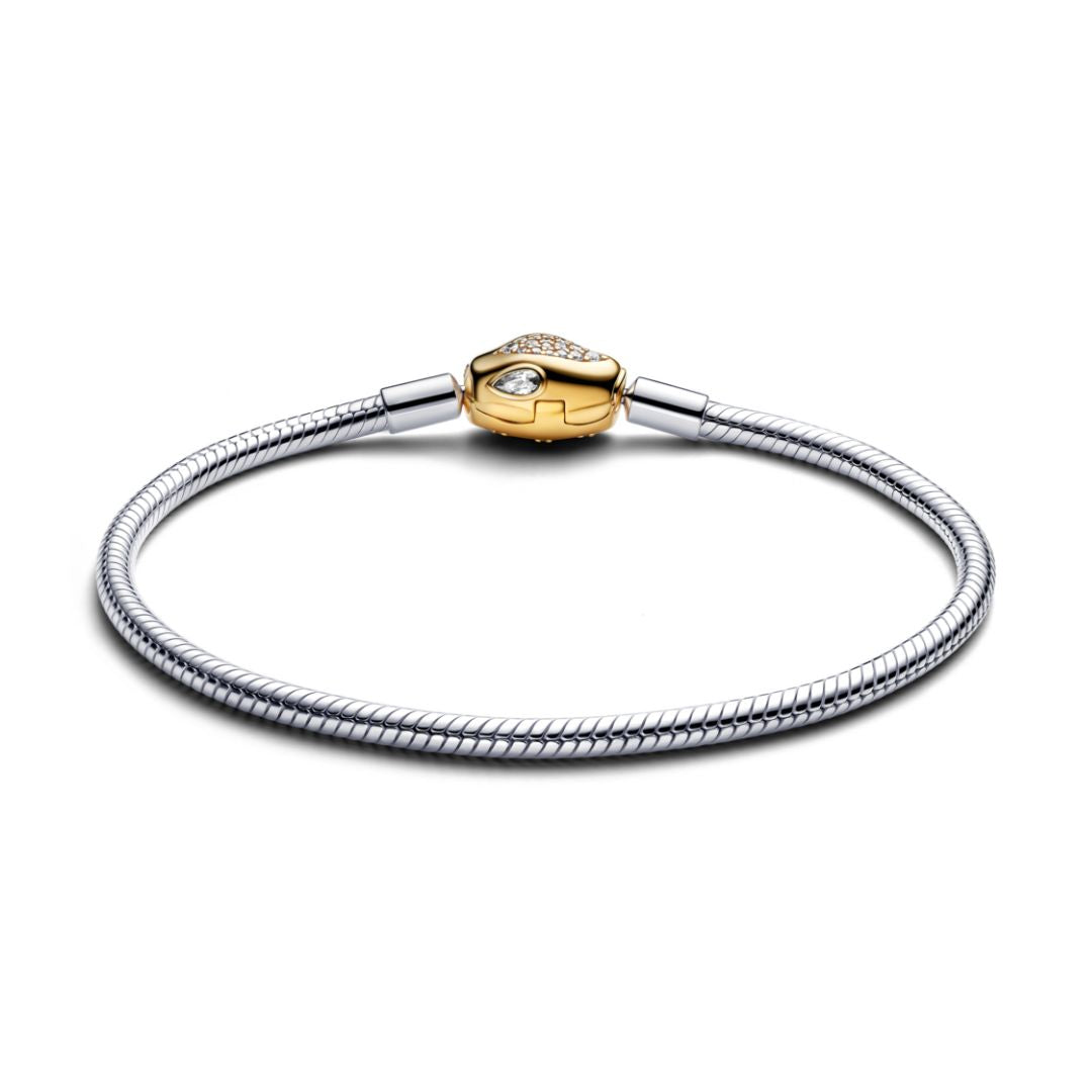 Pandora Moments Snake Clasp and Chain rannekoru, hopea ja keltakullattu, 563683C01