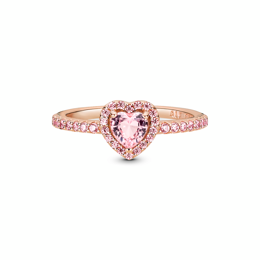 Pandora Sparkling Elevated Heart sormus, ruusukullattu, 188421C04