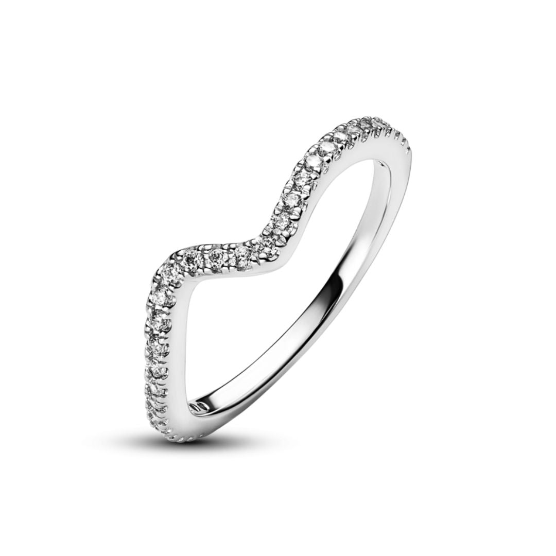 Pandora Sparkling Wave sormus, hopea, 192539C01