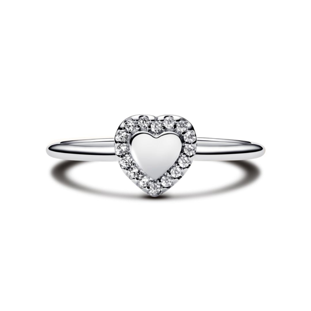 Pandora Timeless Engravable Heart Halo Ring, Silver, 193801C01