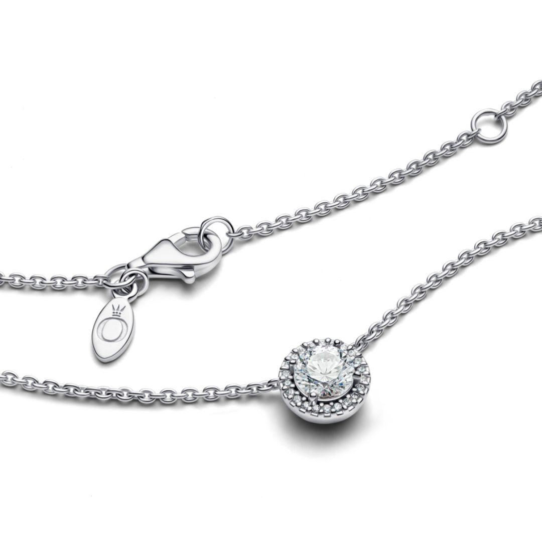 Pandora Timeless Round Sparkle Halo kaulakoru, hopea, 396240CZ-45