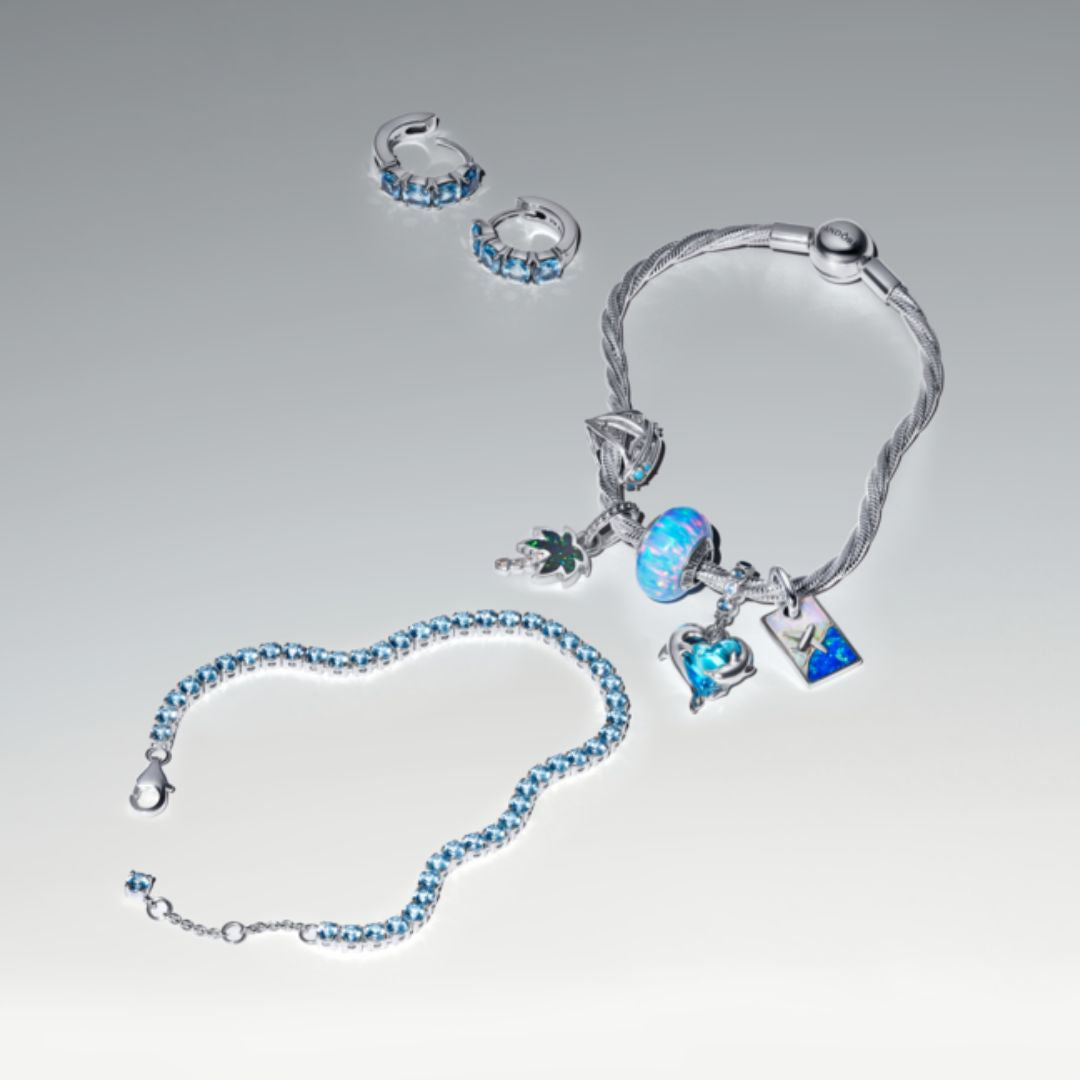 Pandora Timeless Sparkling Light Blue Tennis rannekoru, hopea, 591469C03
