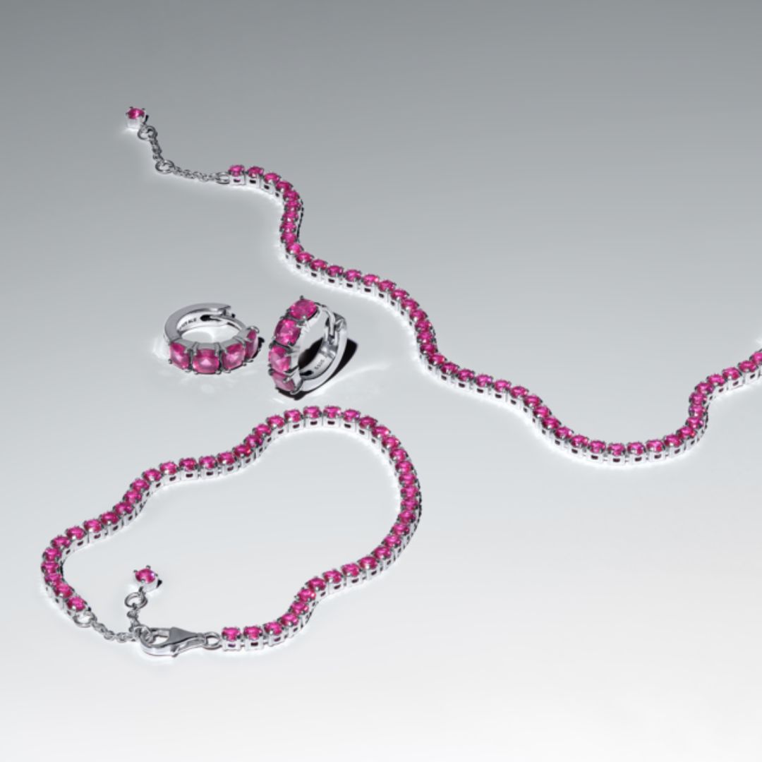 Pandora Timeless Sparkling Pink Tennis rannekoru, hopea, 591469C04