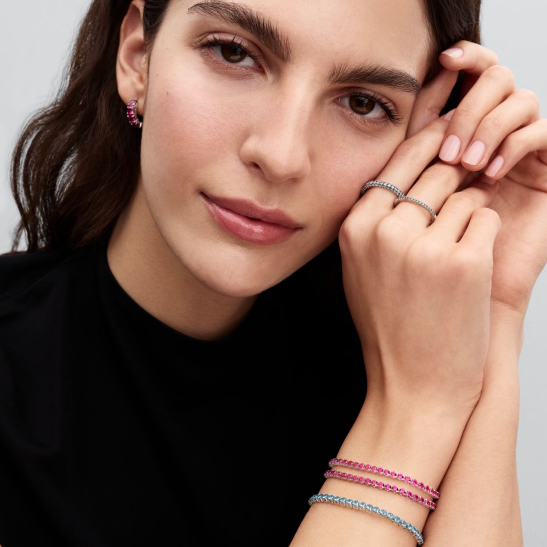 Pandora Timeless Sparkling Pink Tennis rannekoru, hopea, 591469C04