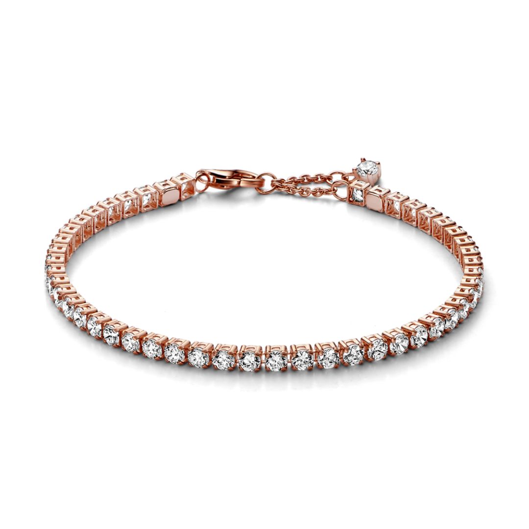 Pandora Timeless Sparkling Rose Tennis Bracelet, Rose Gold Plated, 581