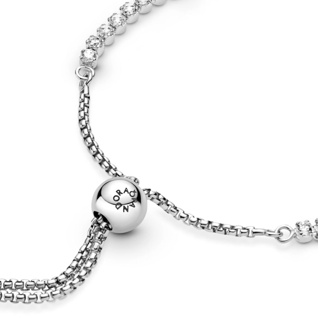 Pandora Timeless Sparkling Slider Tennis rannekoru, hopea, 599375C01