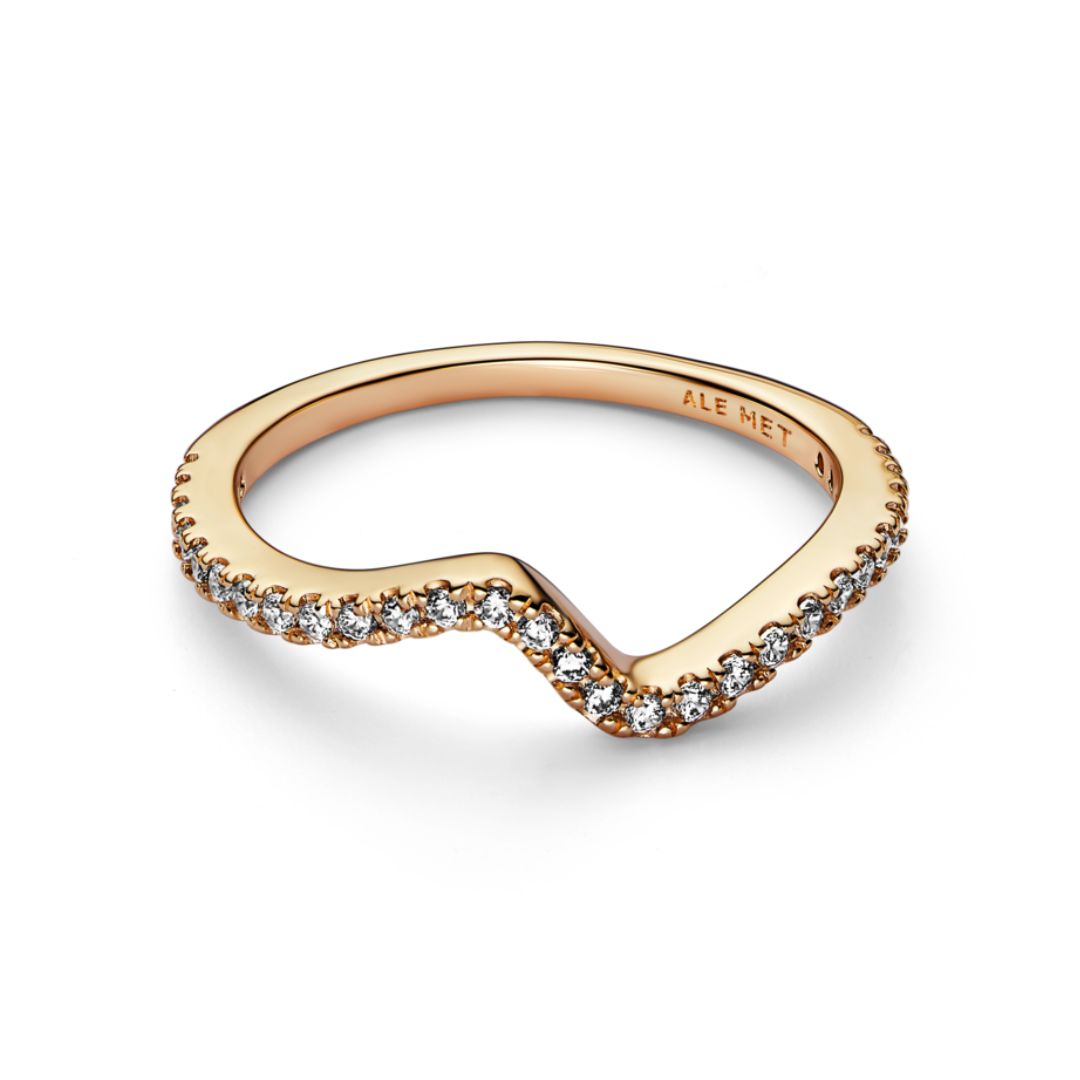 Pandora Timeless Sparkling Wave sormus, keltakullattu, 162539C01