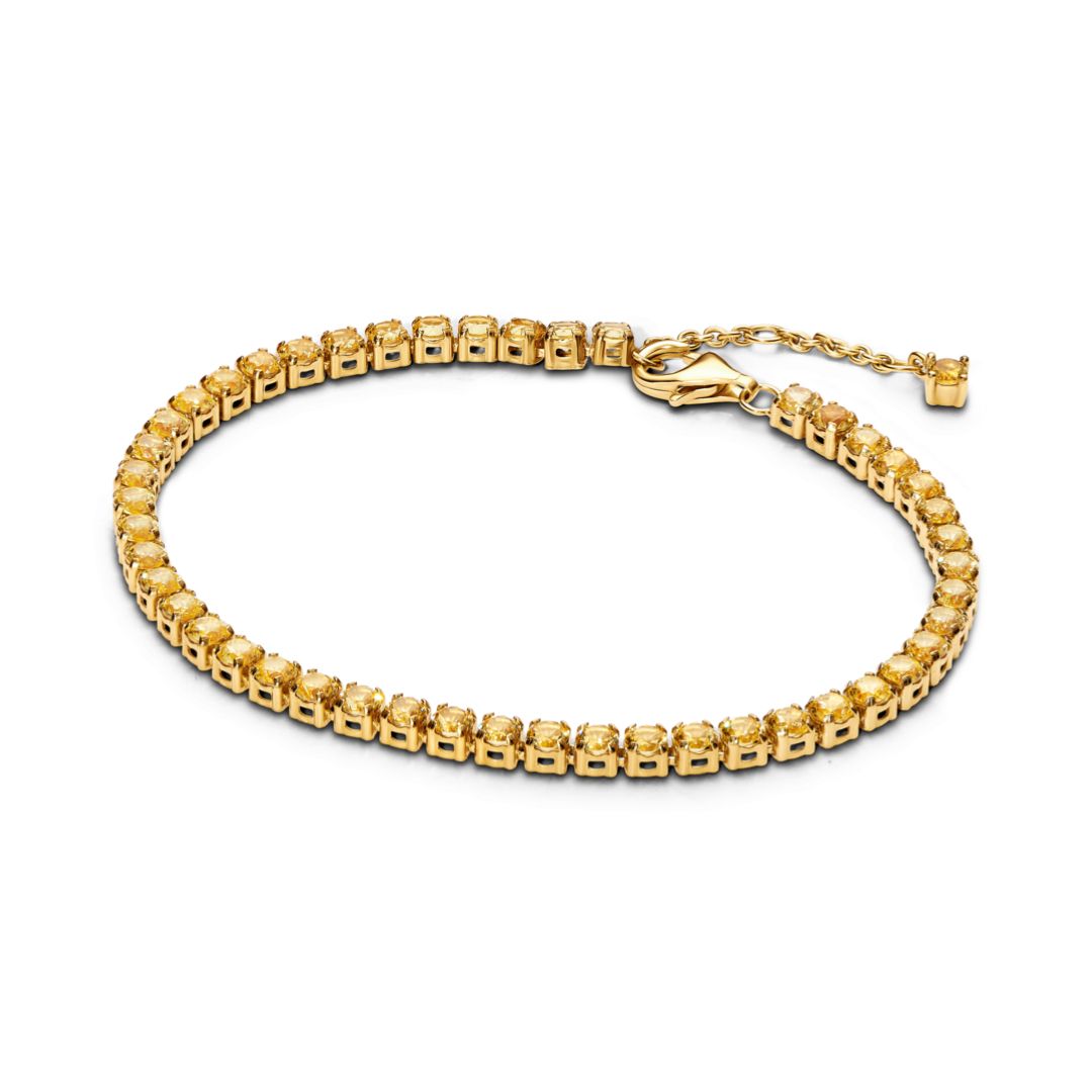 Pandora Timeless Sparkling Yellow Tennis Bracelet, Yellow Gold Plated,