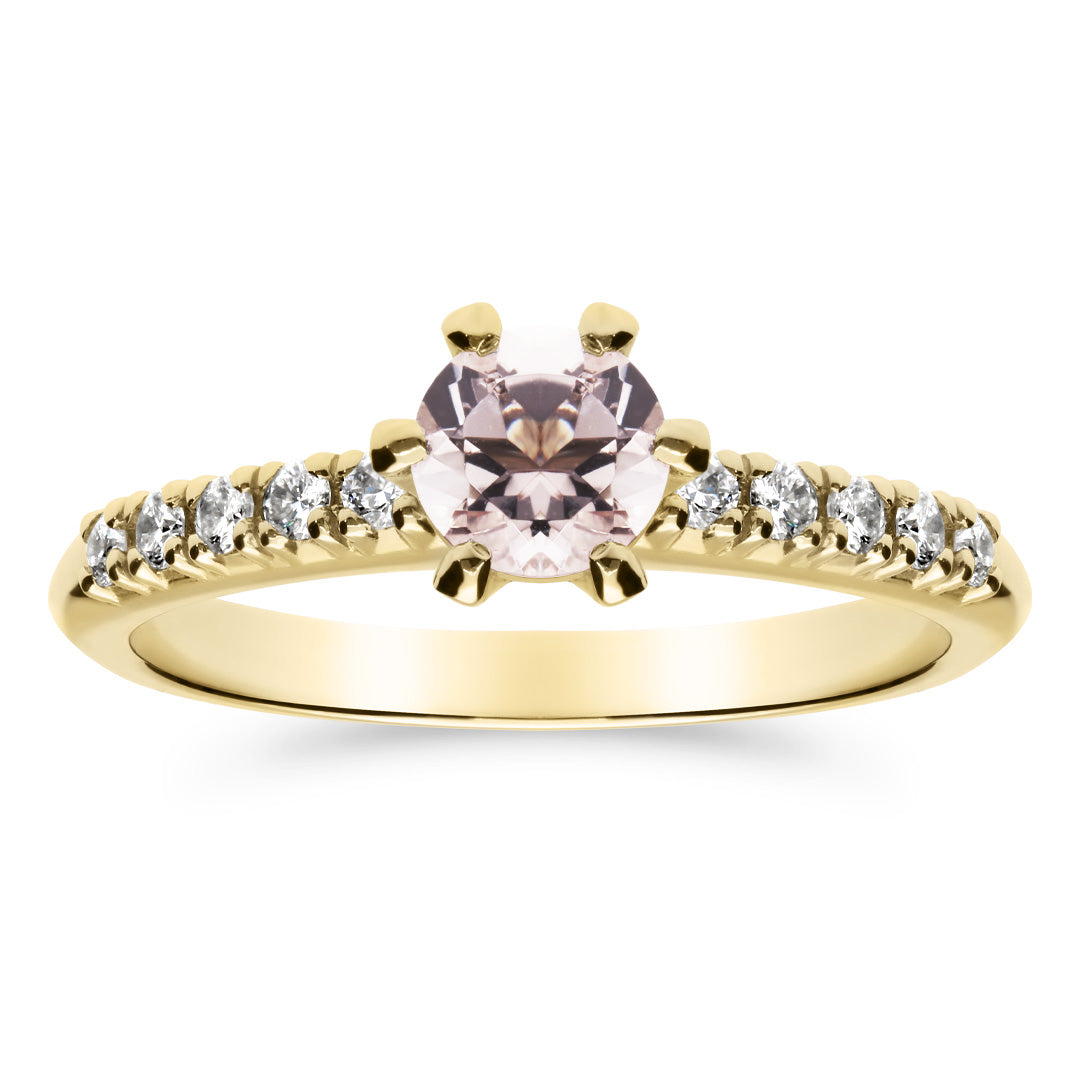 Silván Charlotte timanttisormus 0,20ct morganiitilla, 14K keltakultaa, Silván vihkisormukset