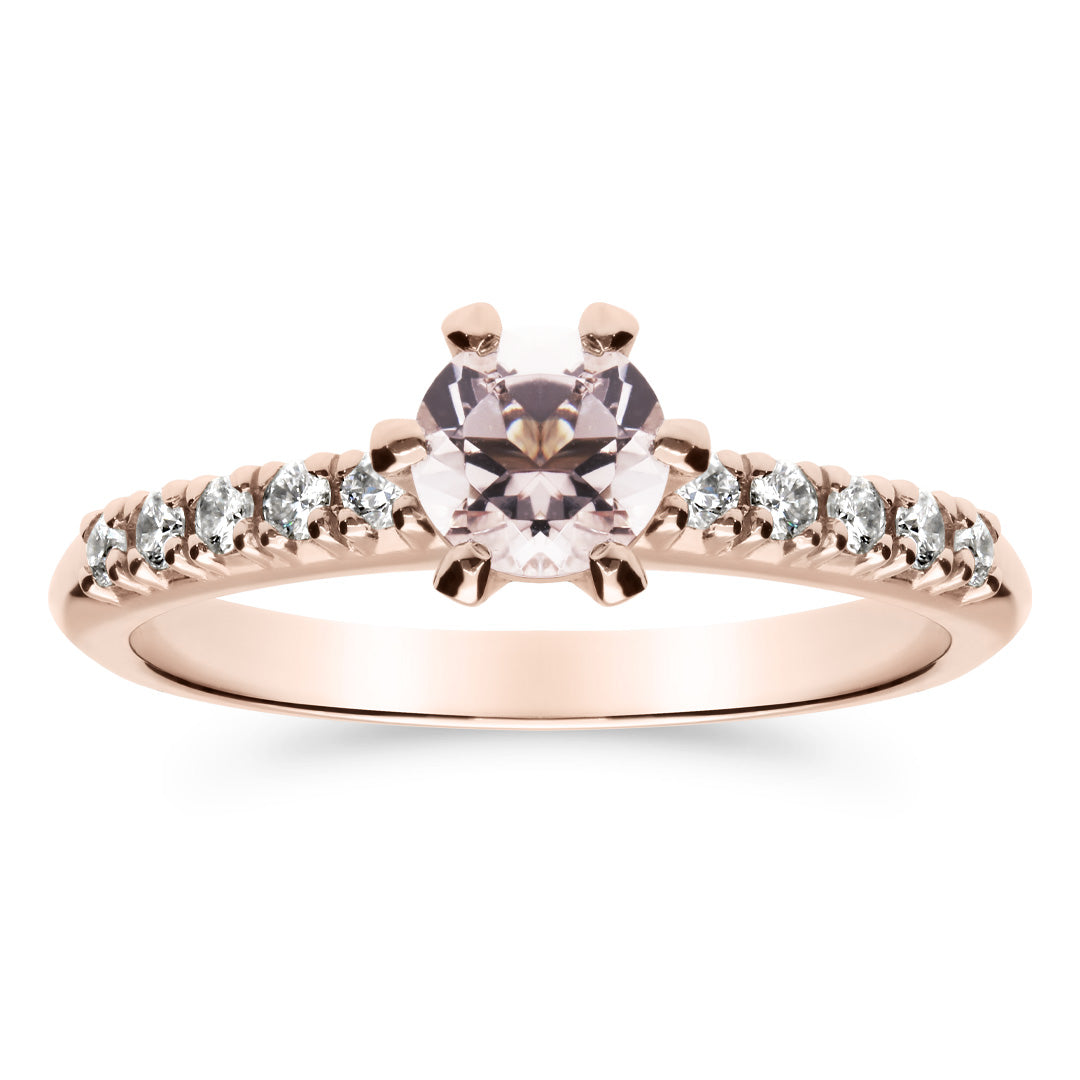 Silván Charlotte timanttisormus 0,20ct morganiitilla, 14K rosekultaa, Silván vihkisormukset
