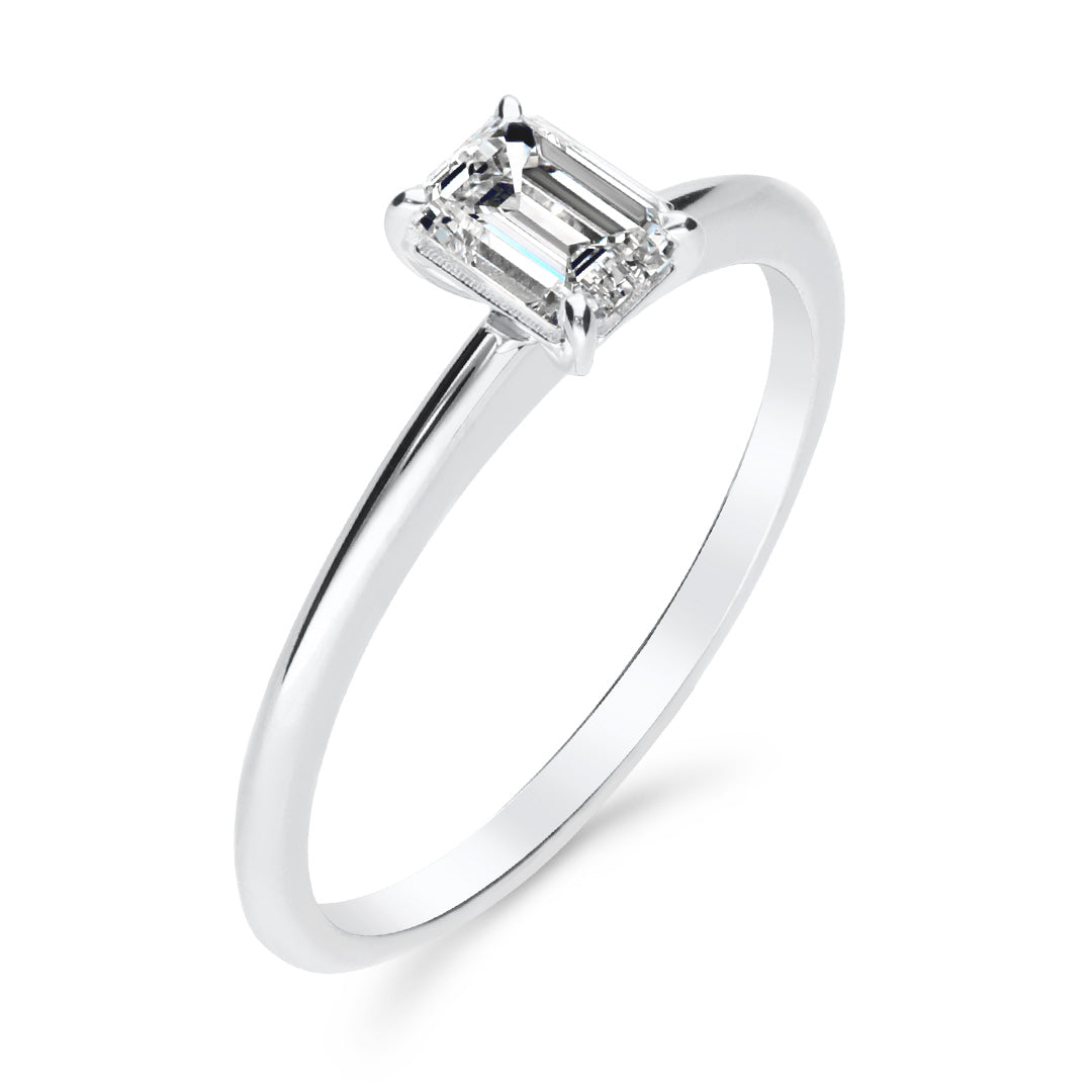 Silván Solitaire Emerald timanttisormus 0,50ct, valkokultaa, Silván vihkisormukset