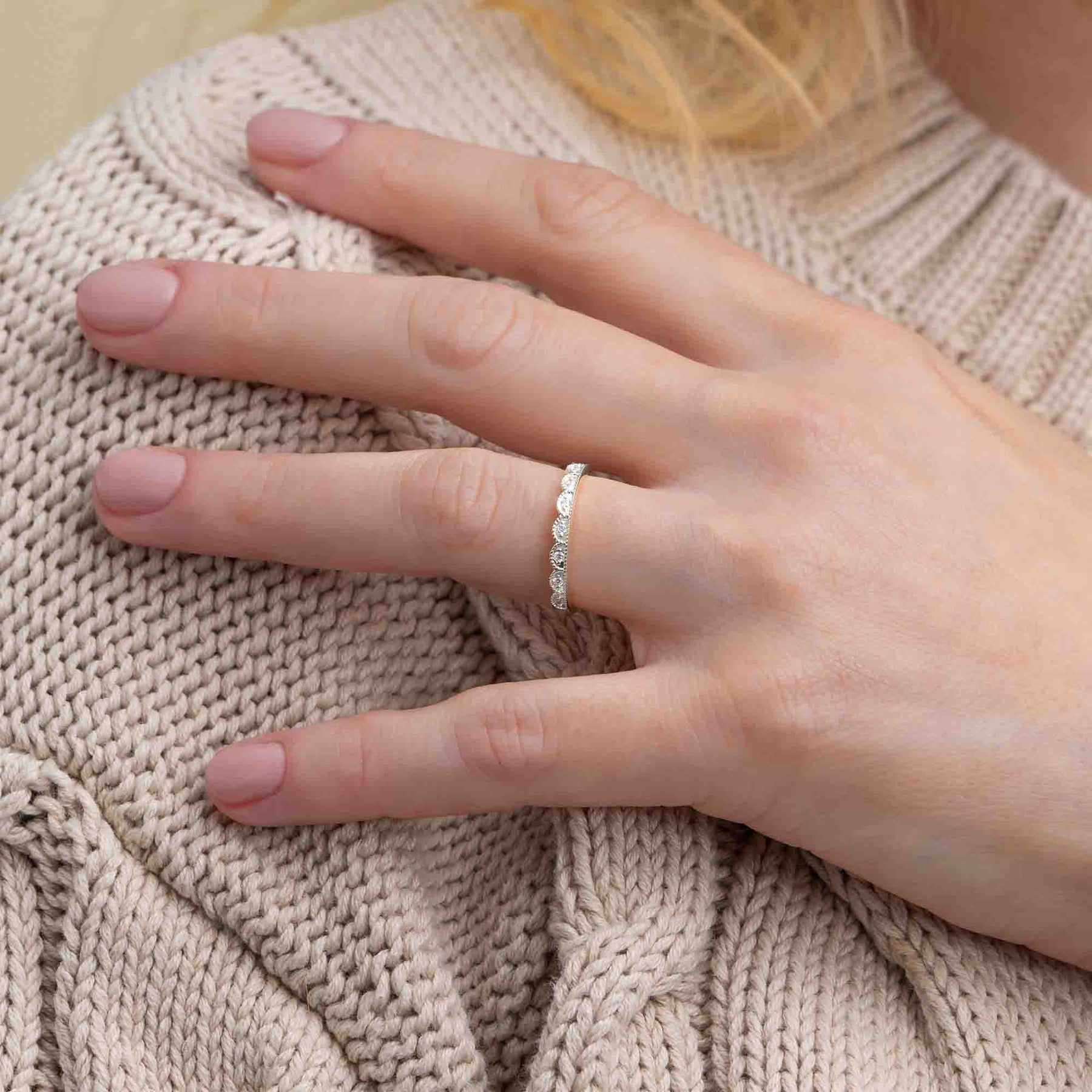 Silván Mimosa timanttisormus 0,08ct, 14K valkokultaa, Silván vihkisormukset