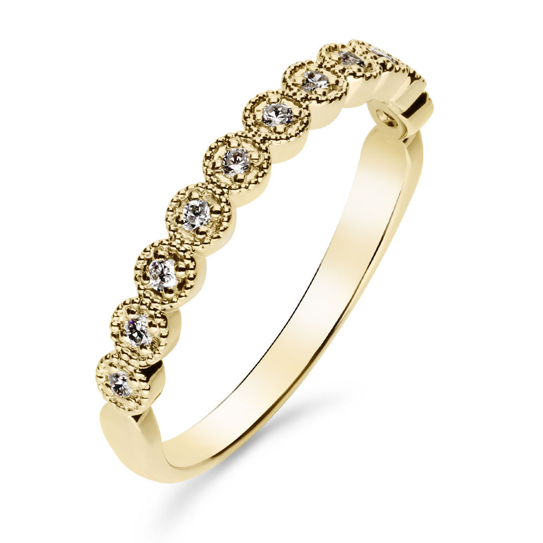 Silván Mimosa vintage-tyylinen timanttisormus 0,11ct, 14K keltakultaa