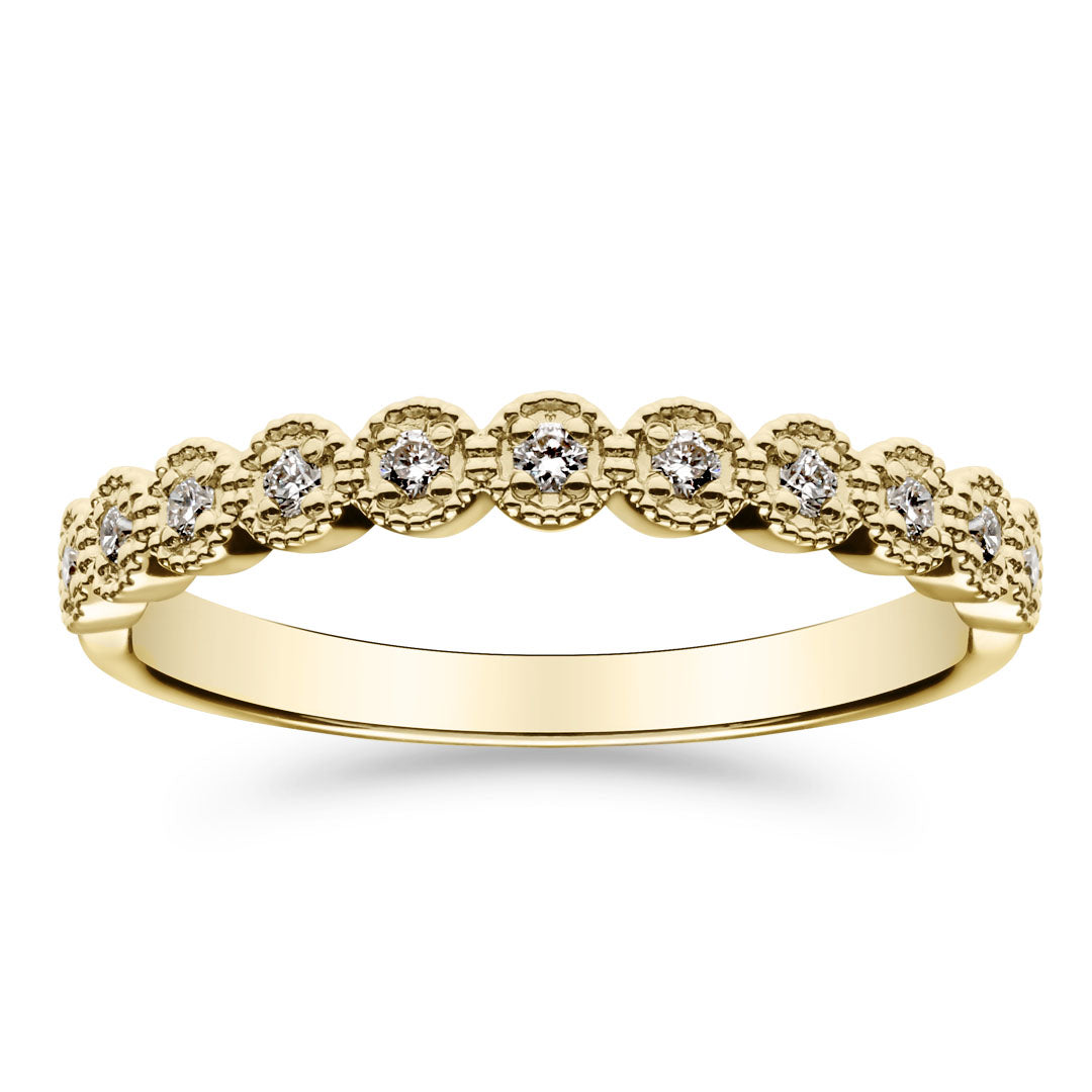 Silván Mimosa vintage-tyylinen timanttisormus 0,11ct, 14K keltakultaa