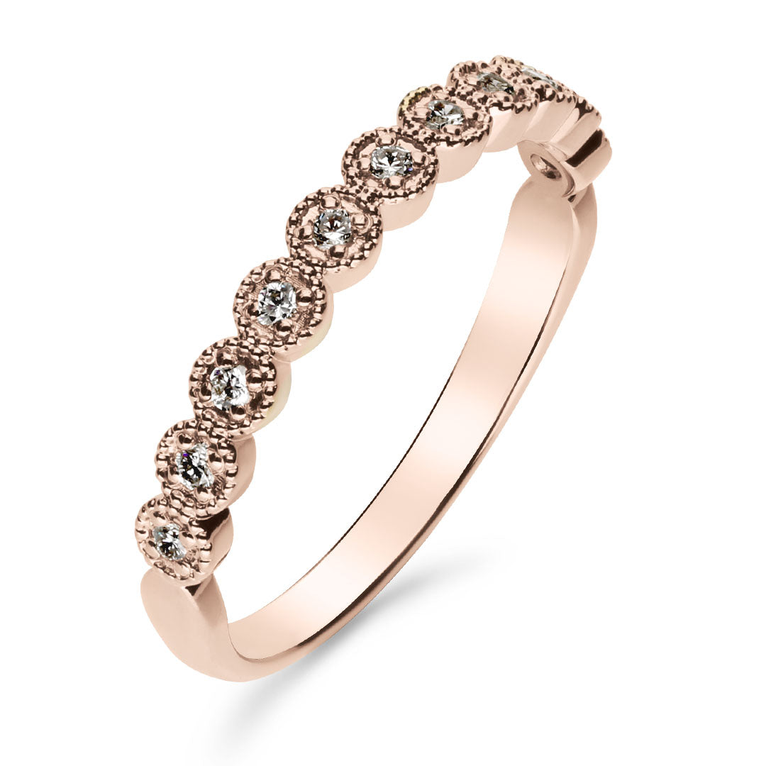 Silván Mimosa vintage-tyylinen timanttisormus 0,11ct, 14K rosekultaa