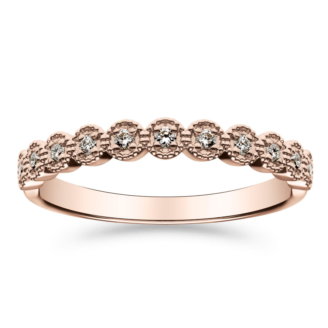 Silván Mimosa vintage-tyylinen timanttisormus 0,11ct, 14K rosekultaa