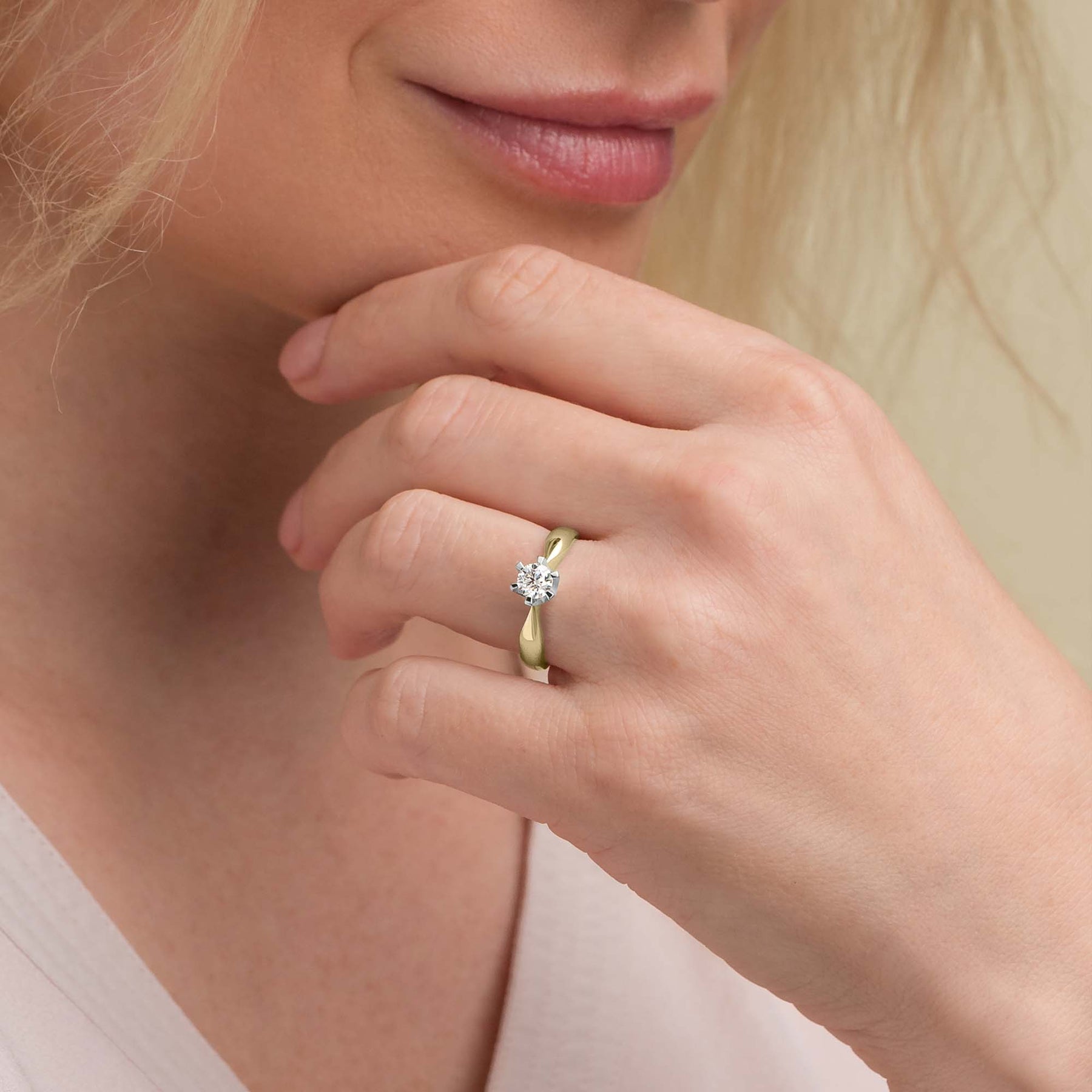 Silván Solitaire timanttisormus 0,50ct, 14K valko- ja keltakultaa, Silván vihkisormukset
