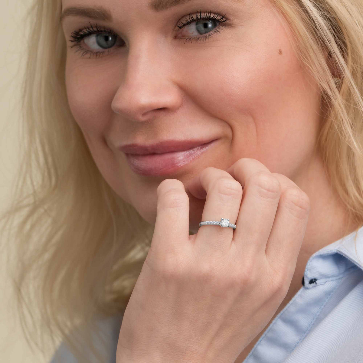Silván timanttisormus 0,40ct, 14K valkokultaa, Silván vihkisormukset