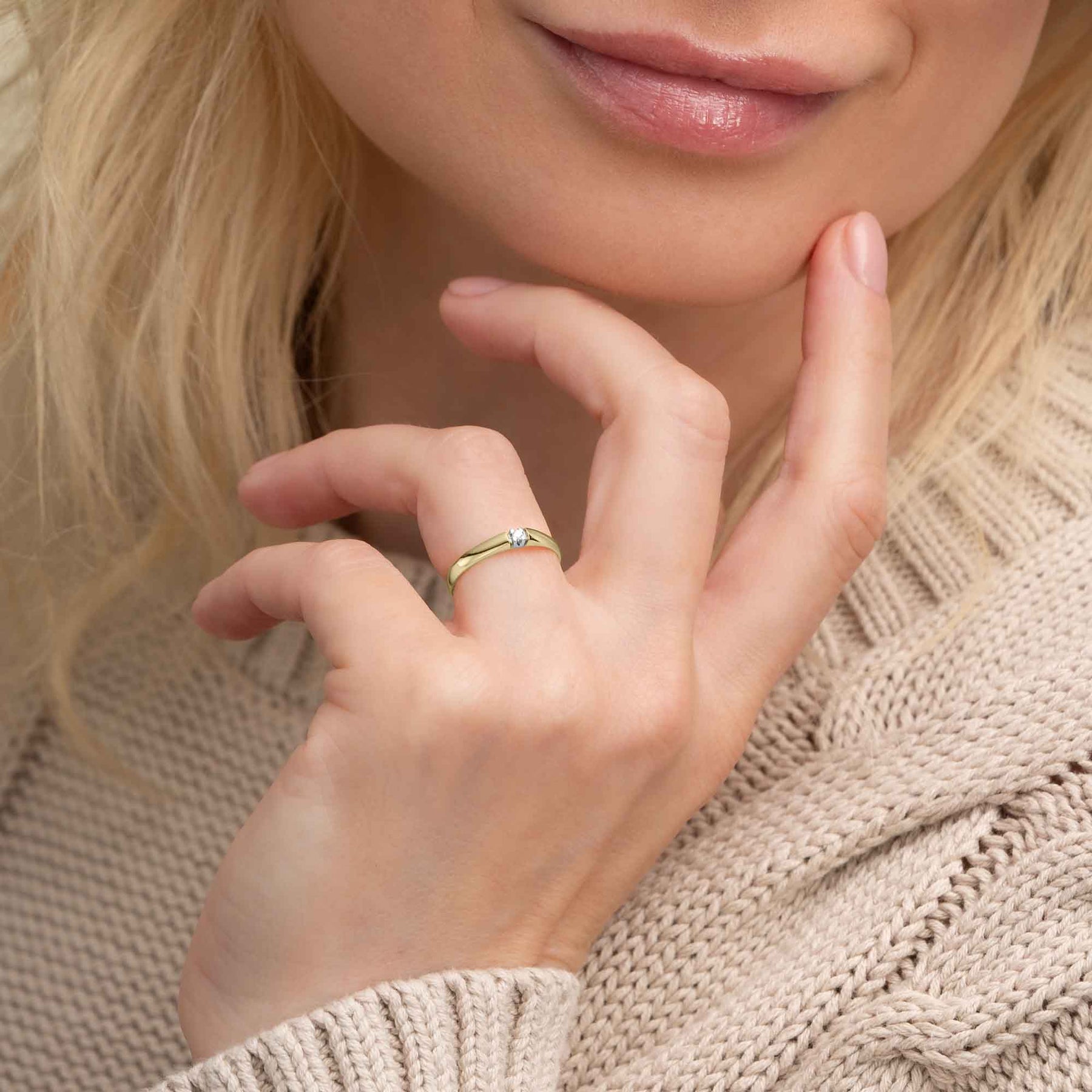 Silván timanttisormus 0,02ct, 14K keltakultaa, Silván vihkisormukset