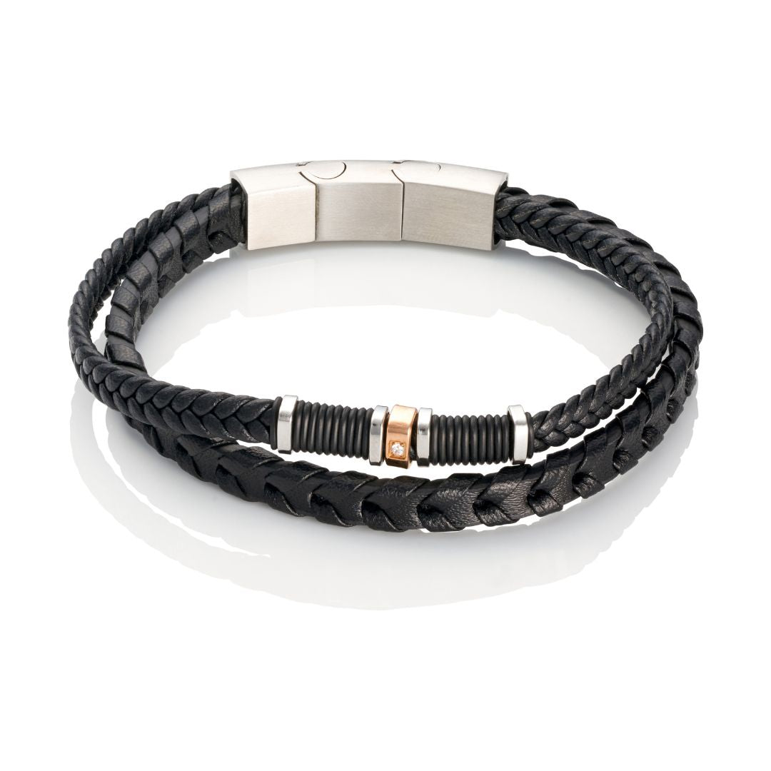 Stelle Leather Bracelet, Steel Pieces