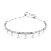 Swarovski x Ariana Grande Choker kaulakoru, vaalea metalli, kirkkaat kristallit ja valkoiset helmet, 5720865