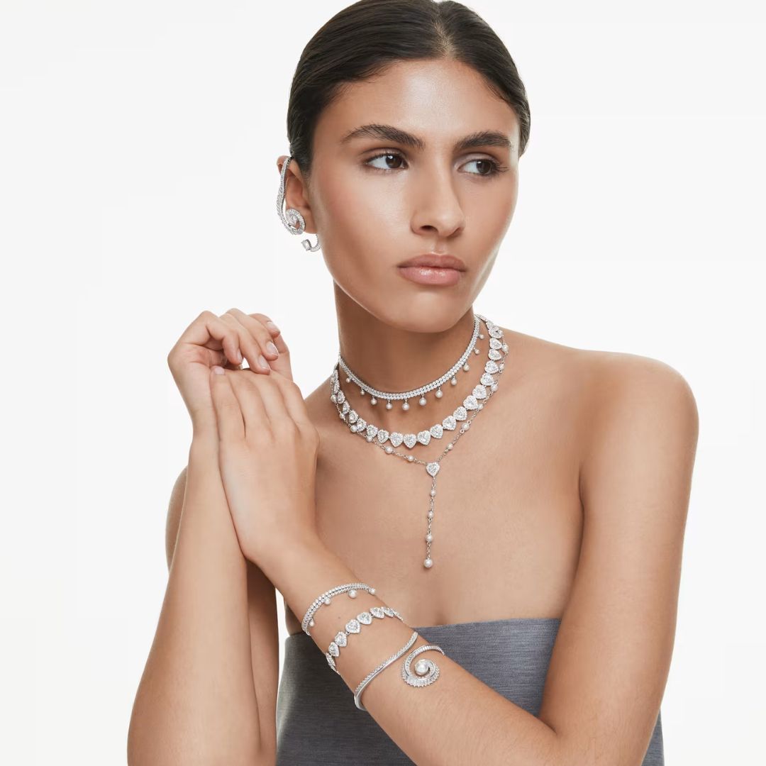 Swarovski x Ariana Grande Tennis rannekoru, vaalea metalli ja kirkkaat kristallit 572086