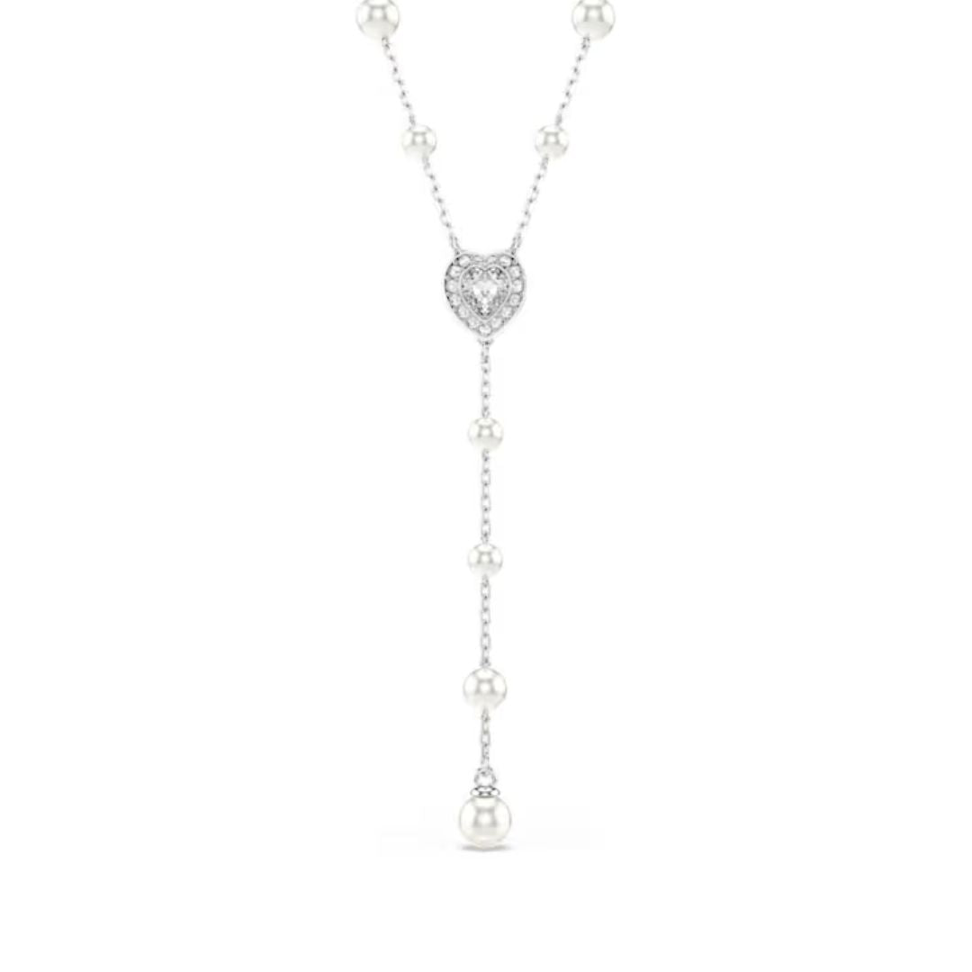 お礼や感謝伝えるプチギフト Ariana x Swarovski Grande Metal Plated Rhodium Necklace, Y アクセサリー