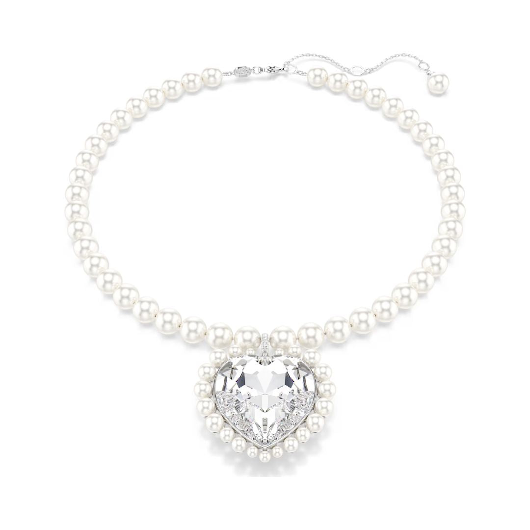 Swarovski x Ariana Grande kaulakoru, vaalea metalli, kirkkaat kristallit ja valkoiset helmet, 5720858