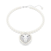 Swarovski x Ariana Grande kaulakoru, vaalea metalli, kirkkaat kristallit ja valkoiset helmet, 5720858