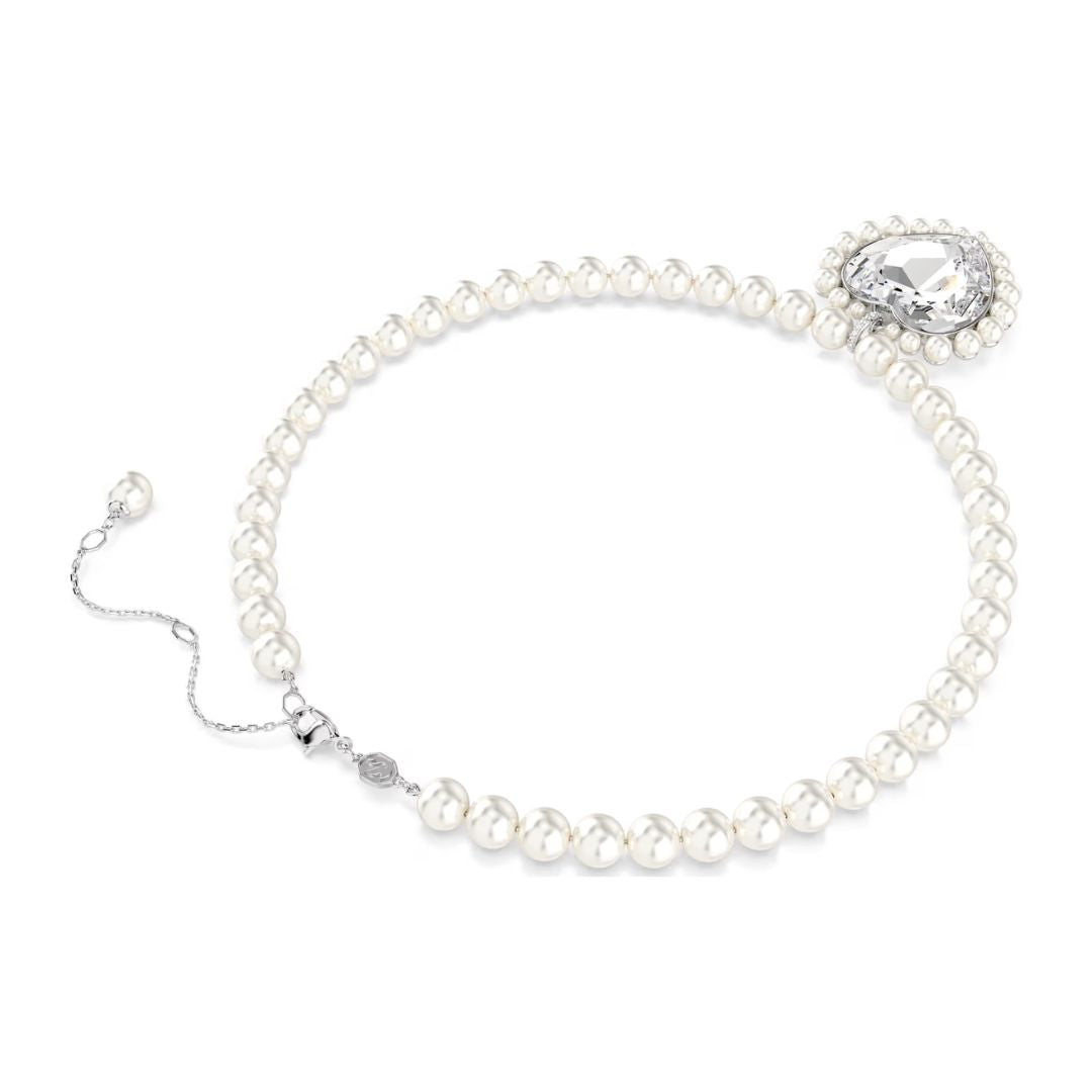 Swarovski x Ariana Grande kaulakoru, vaalea metalli, kirkkaat kristallit ja valkoiset helmet, 5720858