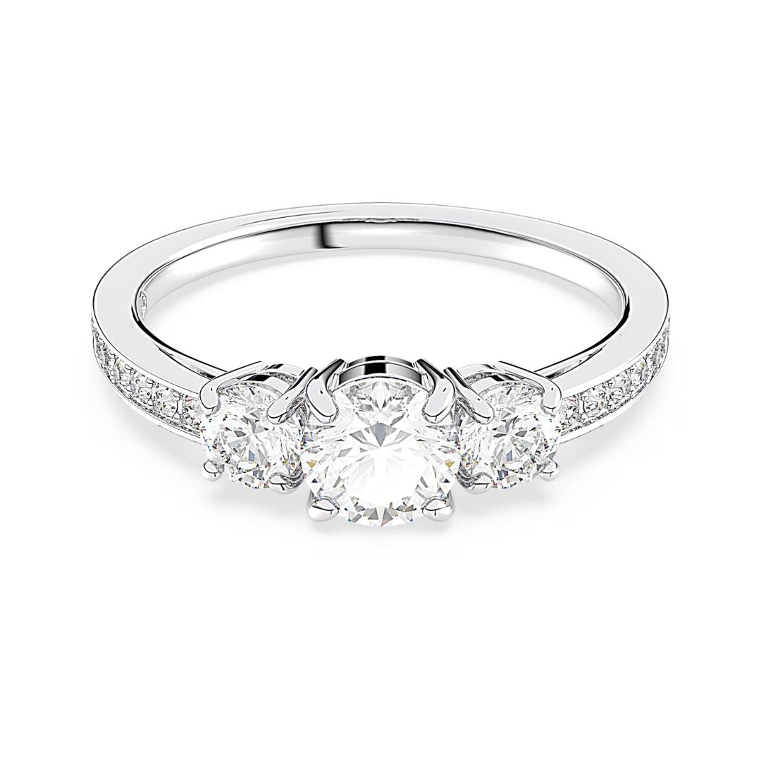 Swarovski Attract Trilogy Ring, Silver-Tone and White Crystals, 565628