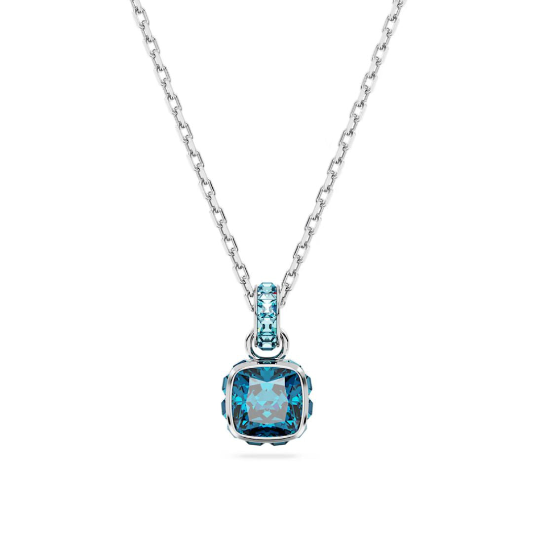 Swarovski Birthstone December Pendant, Rhodium Plated and Blue Crystal