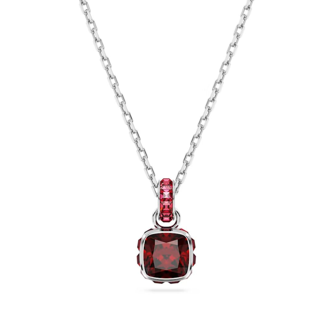 Swarovski Birthstone January riipus, vaalea metalli ja punaiset kristallit 5651709