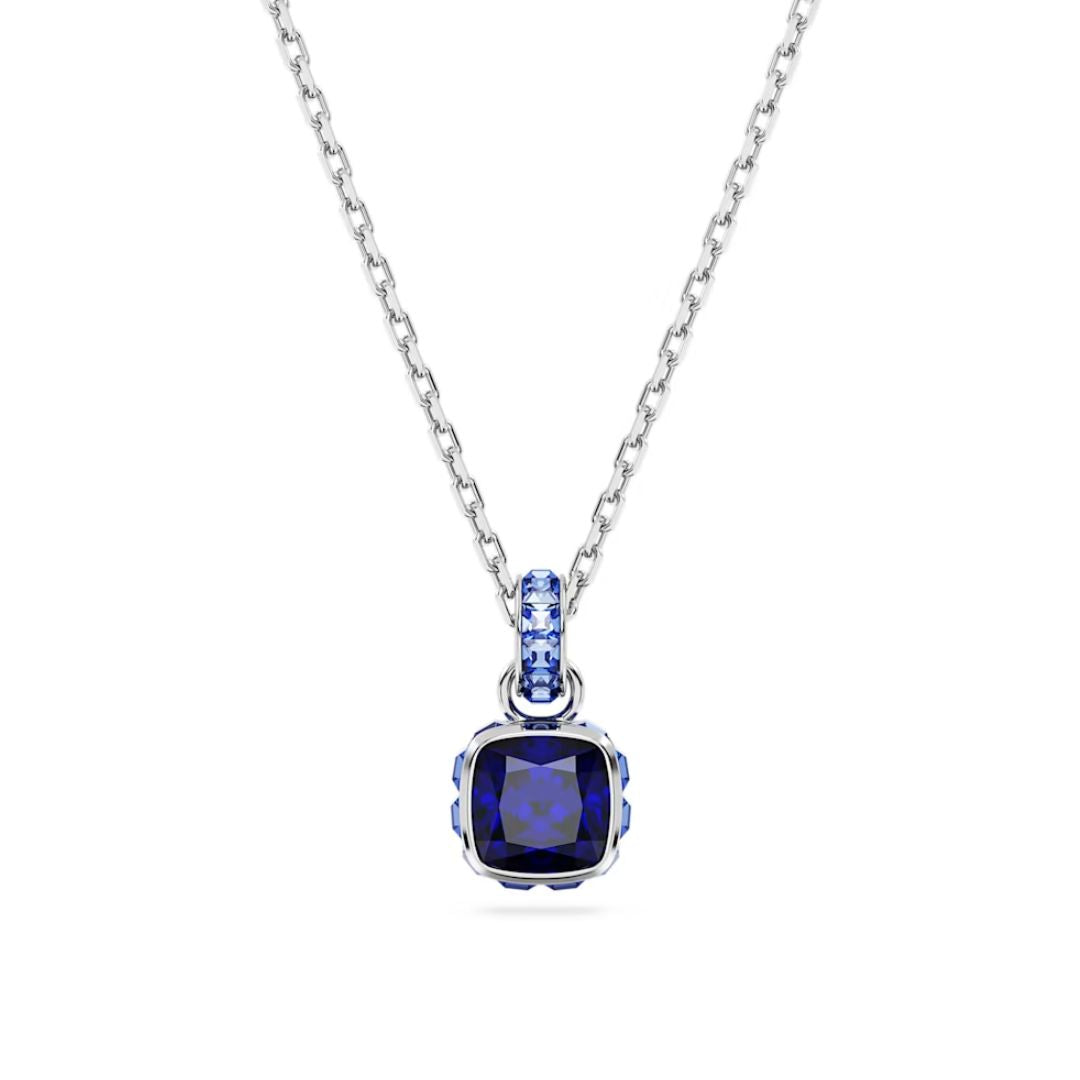 Swarovski Birthstone September Pendant, Rhodium Plated and Blue Crysta