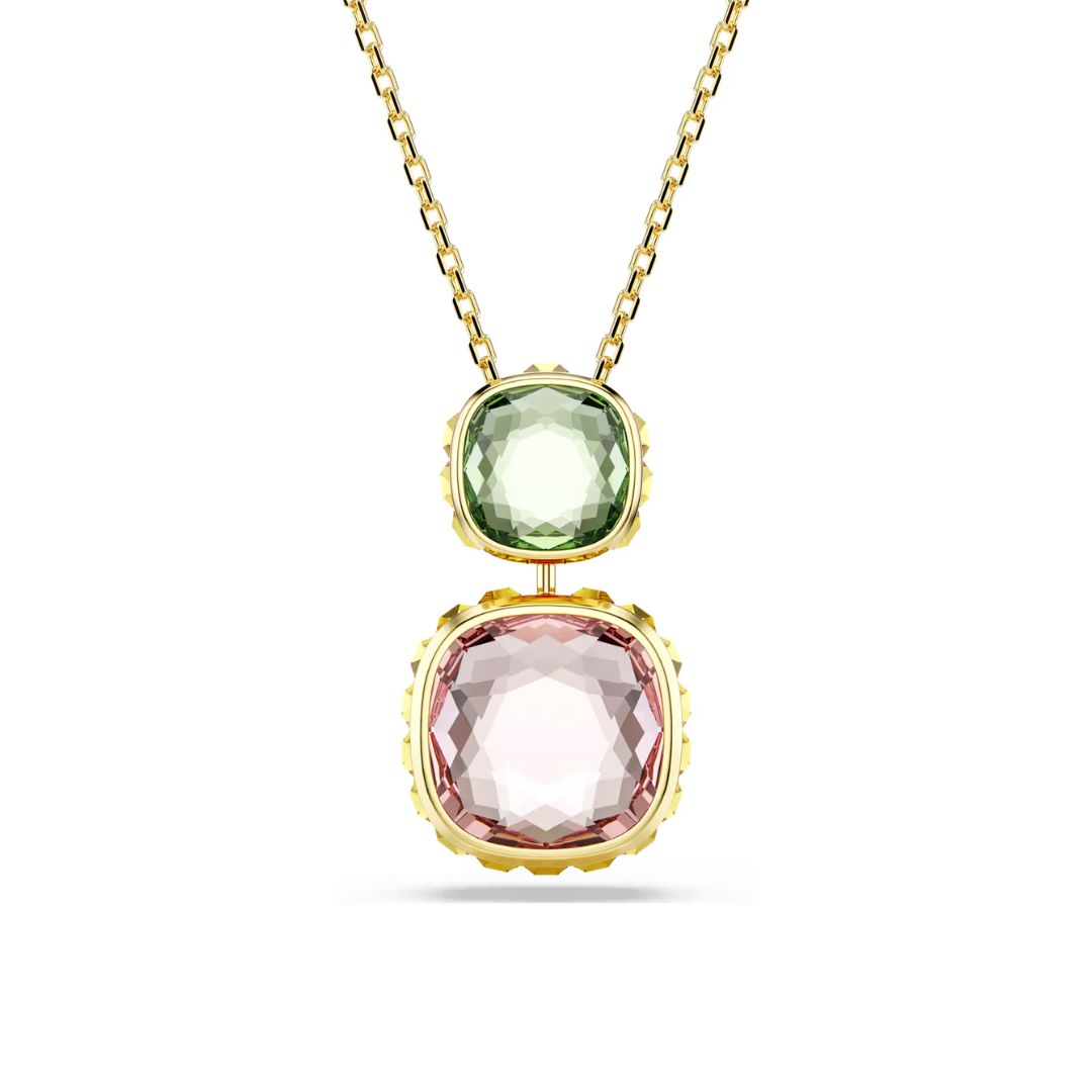 Swarovski Chroma Necklace Yellow Gold Color and Multi-Colored Crystals