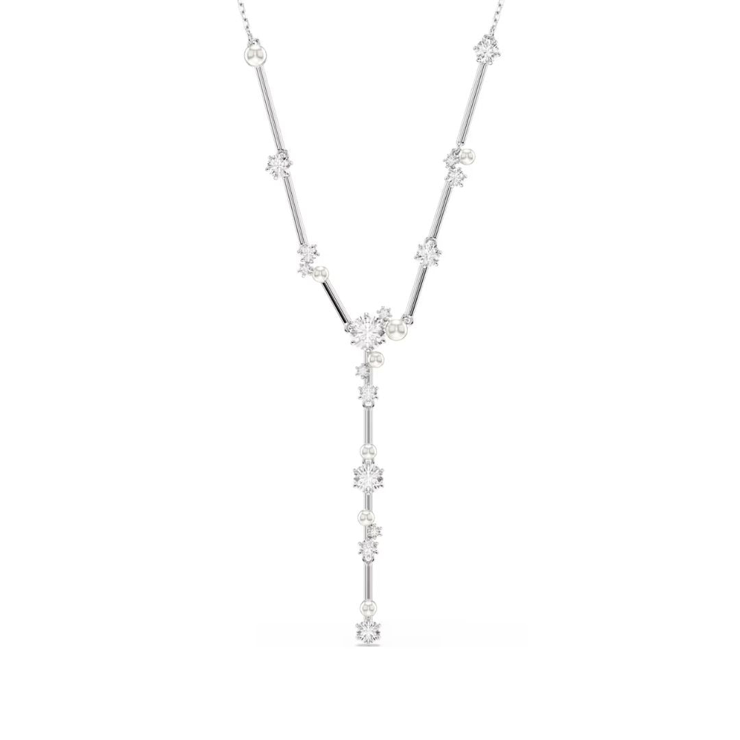 Swarovski Constella Y kaulakoru, vaalea metalli, kirkkaat kristallit ja valkoiset helmet, 5711830