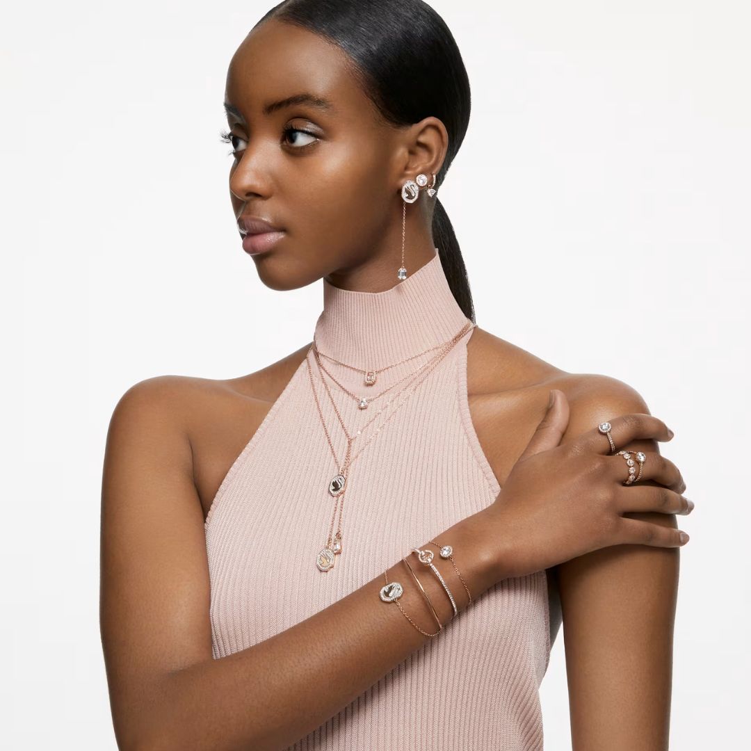 Swarovski Constella cocktail sormus, ruusukullanväri ja kirkkaat kristallit, 5642639