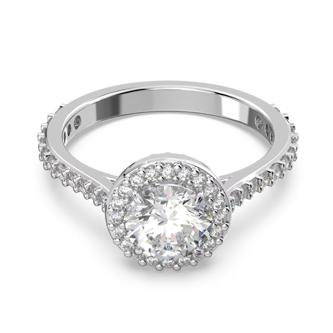Swarovski Constella cocktail sormus, vaalea metalli ja kirkkaat kristallit, 5642625