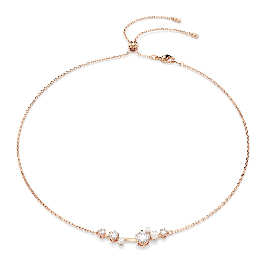 Swarovski Constella kaulakoru, ruusukullanväri, kirkkaat kristallit ja valkoiset helmet, 5729504