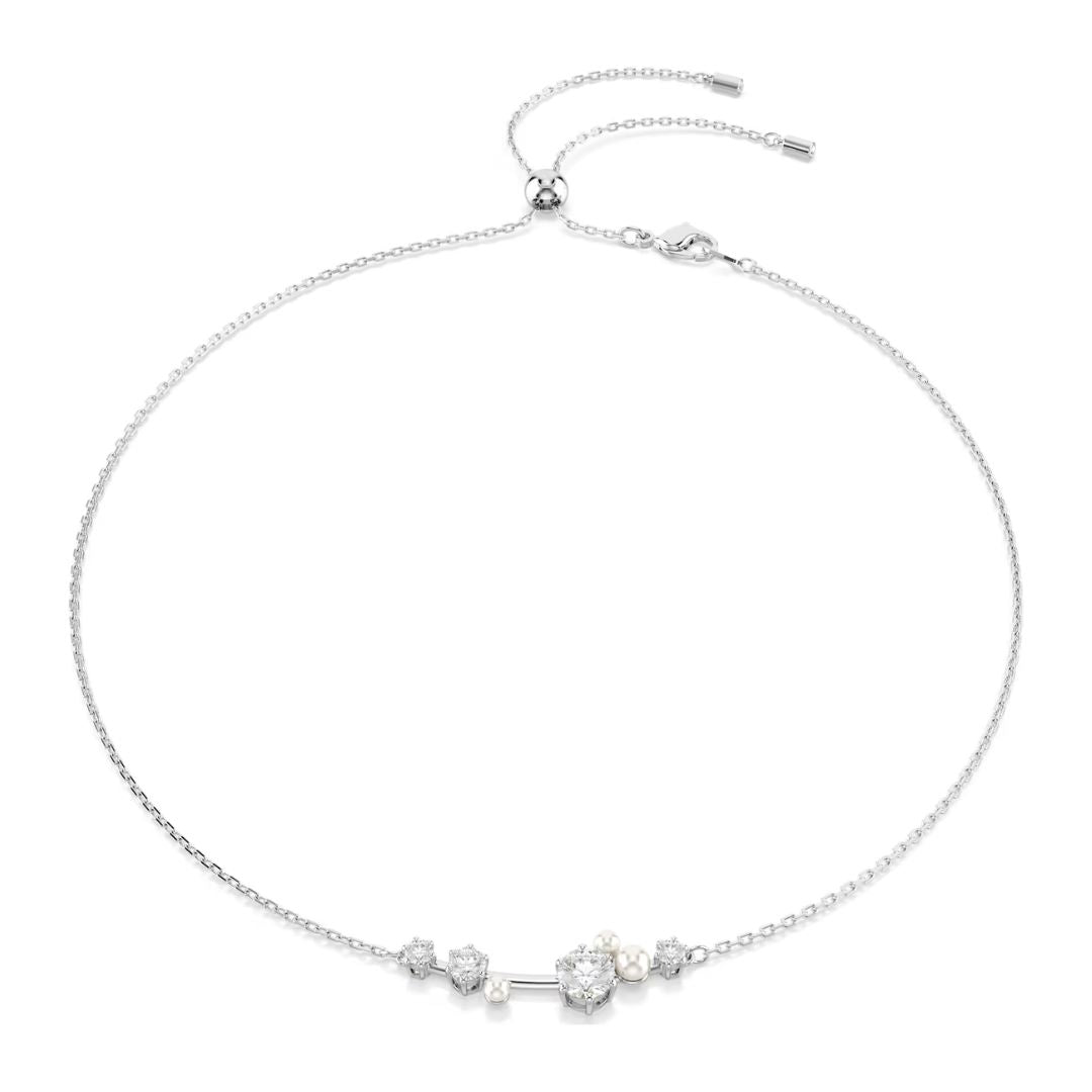 Swarovski Constella kaulakoru, vaalea metalli, kirkkaat kristallit ja valkoiset helmet, 5705626