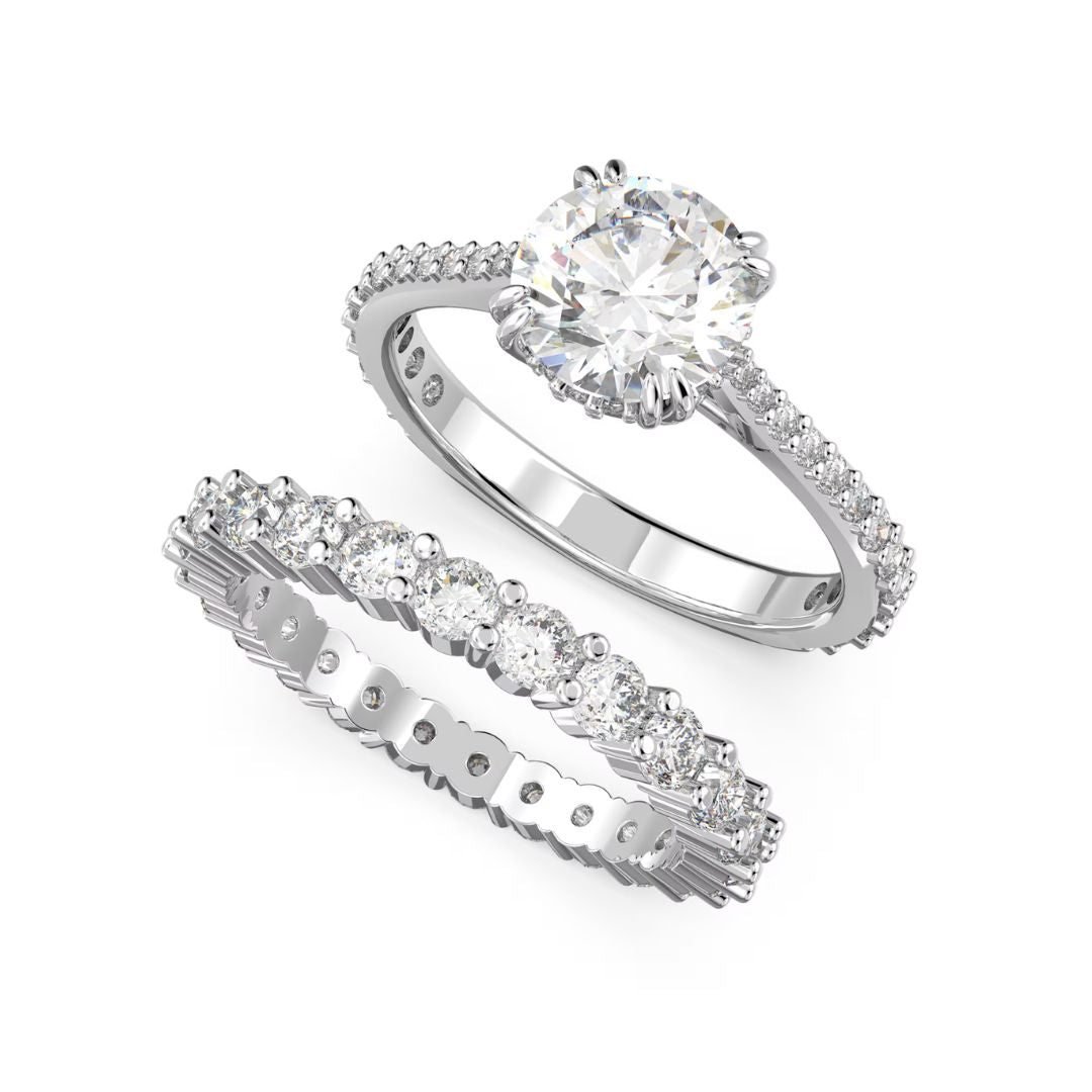 Swarovski Constella Rings, 2 pcs, Rhodium Plated and White Crystals, 5