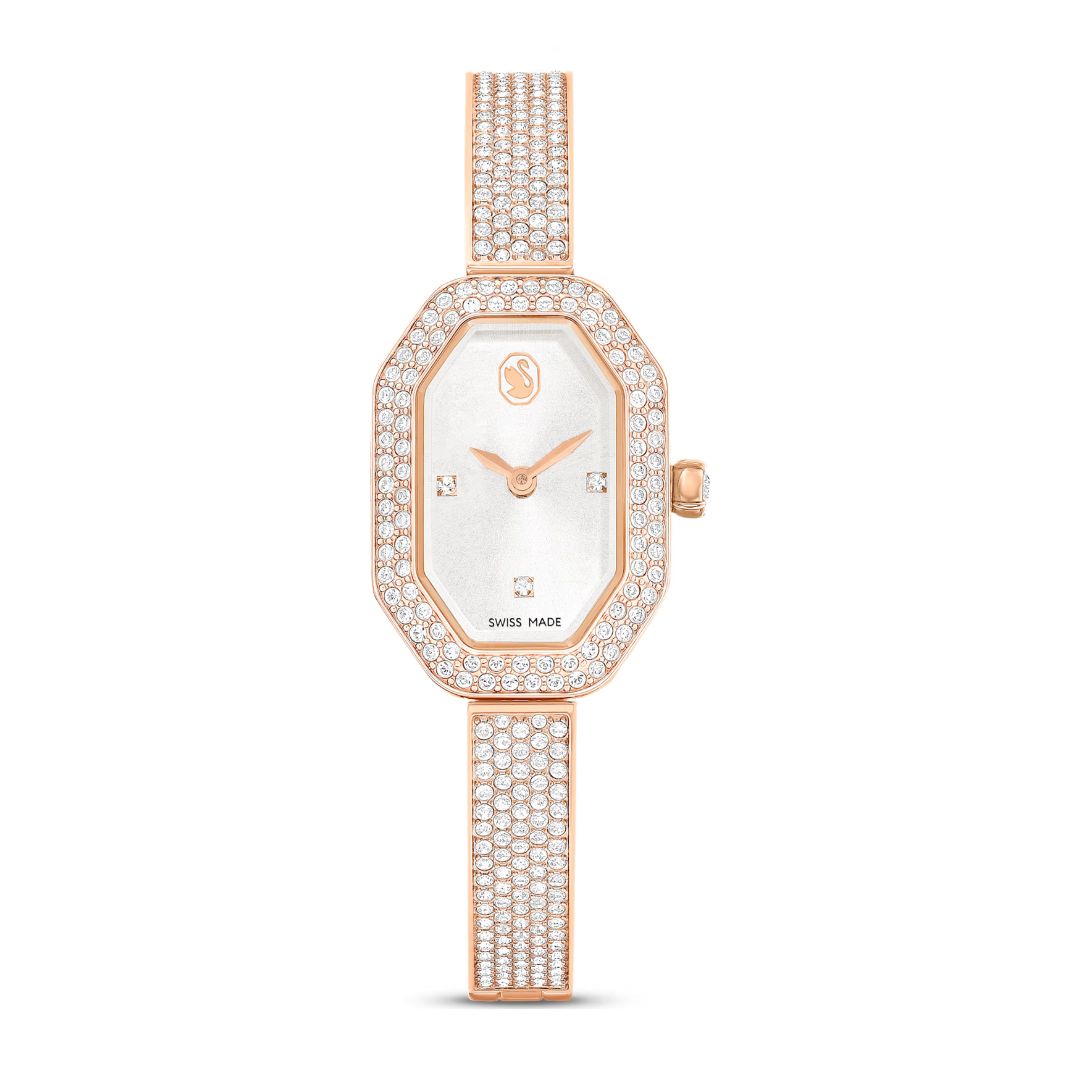 Swarovski Dextera Bangle Watch, Rose Gold Color and White Crystals, 56
