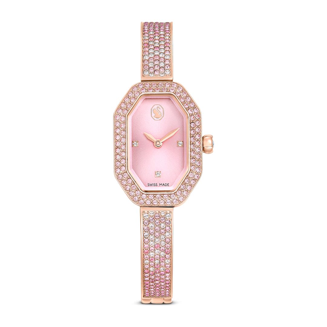 Swarovski Dextera Bangle Watch, Rose Gold Color and Pink Crystals, 571