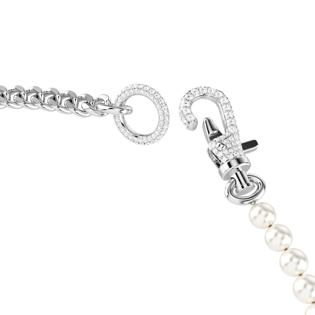 Swarovski Dextera kaulakoru, vaalea metalli kirkkailla kristalleilla ja valkoisilla helmillä 5689634