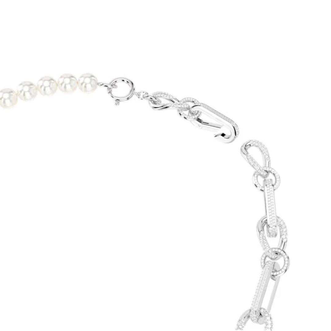 Swarovski Dextera kaulakoru, vaalea metalli kirkkailla kristalleilla ja valkoisilla helmillä 5692744