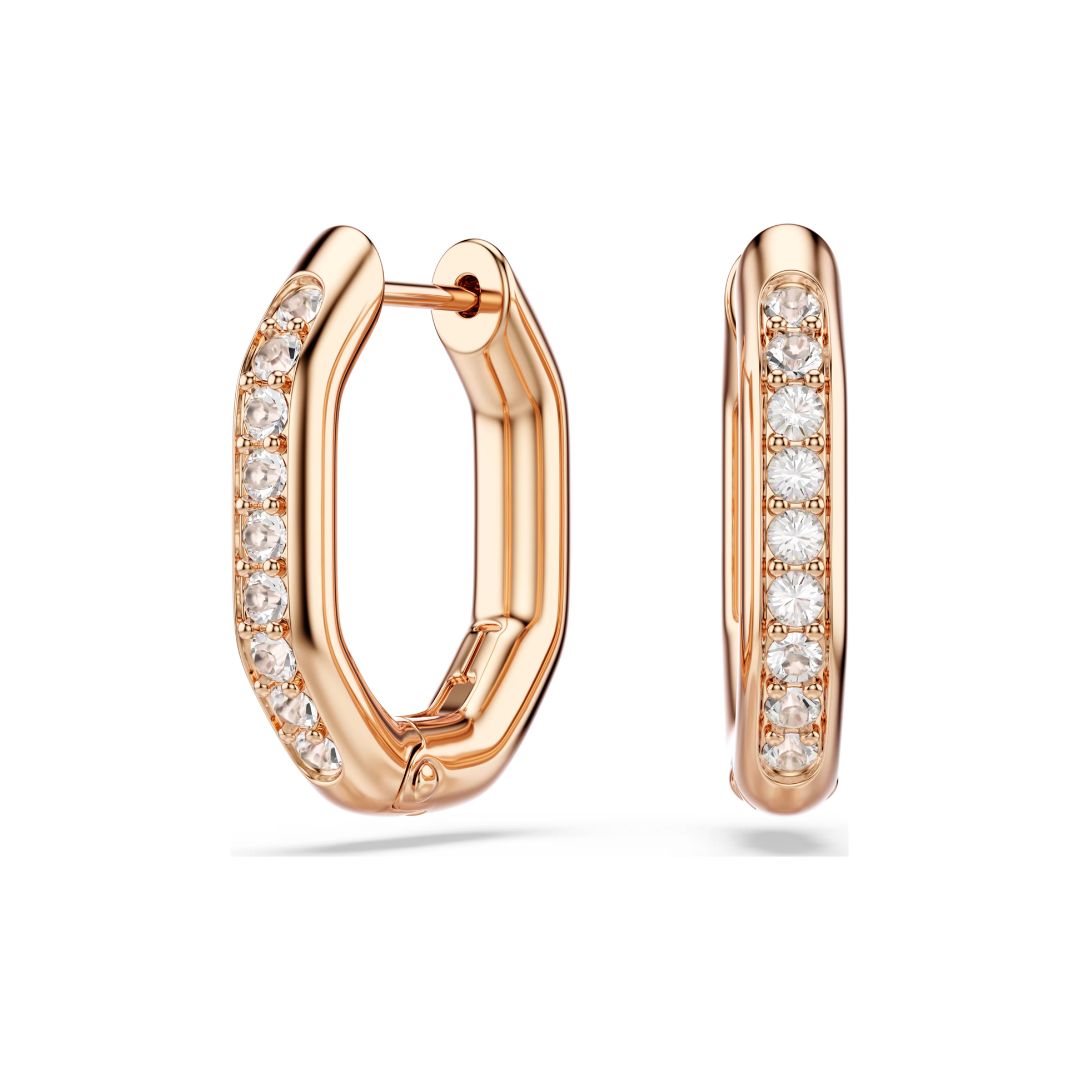 Swarovski Dextera Hoop Earrings, Size S, Rose Gold Finish and White Cr
