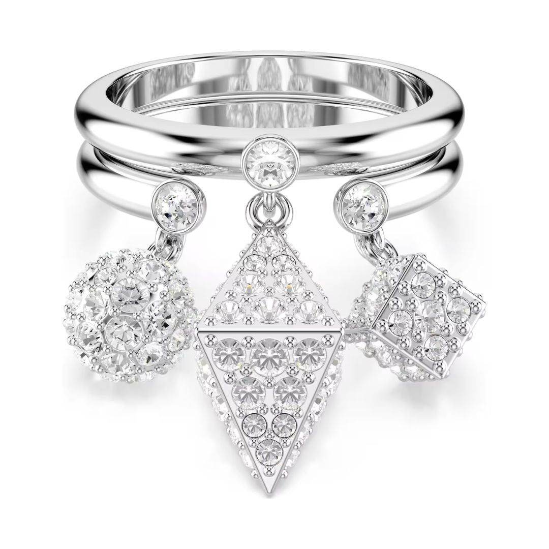 Swarovski Dextera sormus, vaalea metalli ja kirkkaat kristallit, 2 osaa